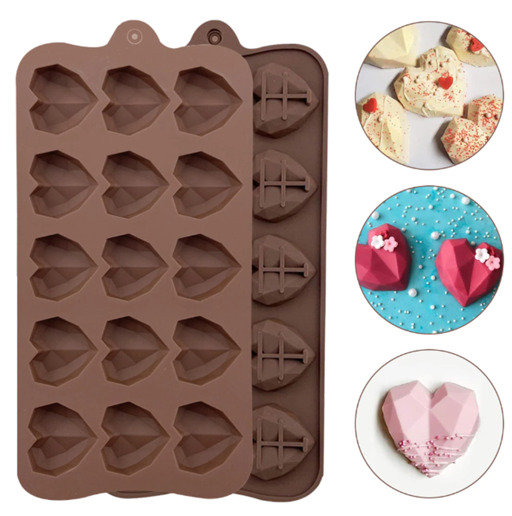 Силиконовая форма для шоколада "Алмазные сердца"