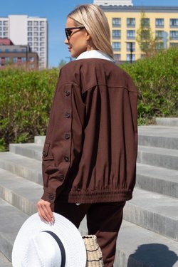 Бомбер изо льна коричневого цвета