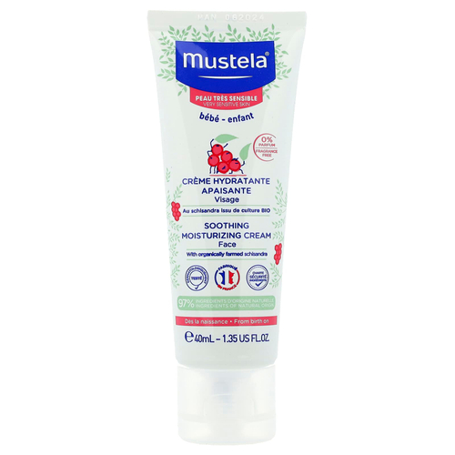 Mustela, Успокаивающий увлажняющий крем для лица с лимонником, без отдушек, 40 мл (1,35 жидк. унц.)