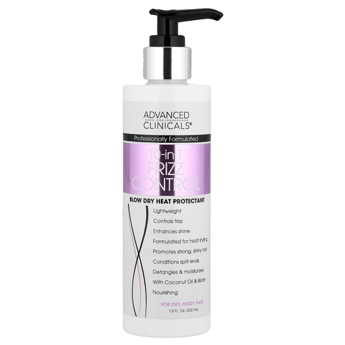 Advanced Clinicals, термозащитное средство 10 в 1 Frizz Control, для сухих и пушения волос, 222 мл (7,5 жидк. унции)