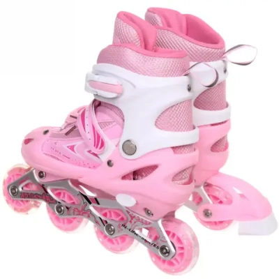 Коньки роликовые раздвижные Happy Star 136C, розовый, колеса ПВХ, размер M (34-38)
