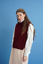 Манишка из кашемира с мериносом цвета бордо ПРЕДЗАКАЗ