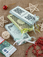 Купюрница деревянная, покраска акрил, с атласной леной, артикул КДХ-015