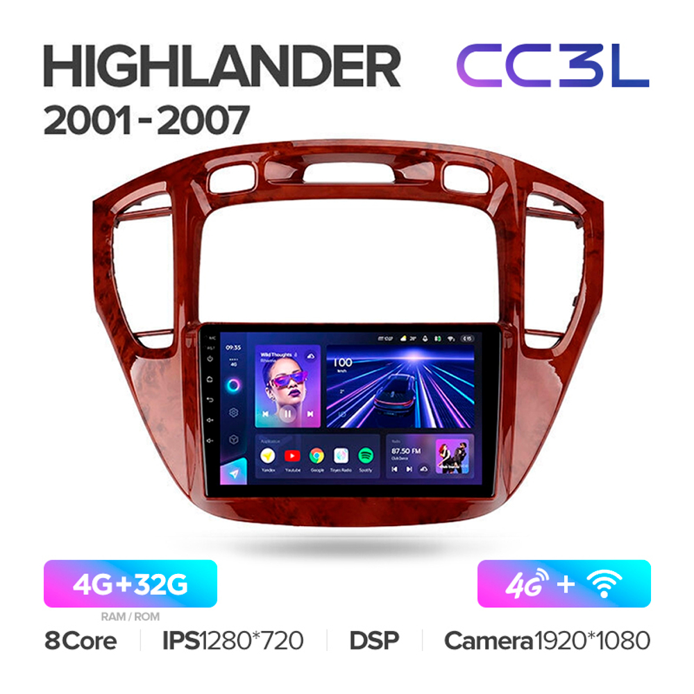 Teyes CC3L 9"для Toyota Highlander 2001-2007