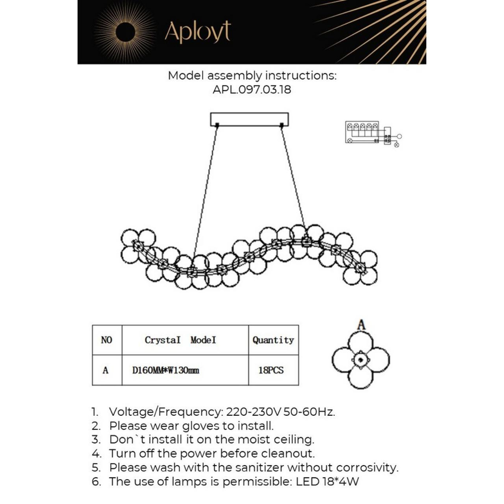 Подвесной светодиодный светильник Aployt Alunia APL.097.03.18
