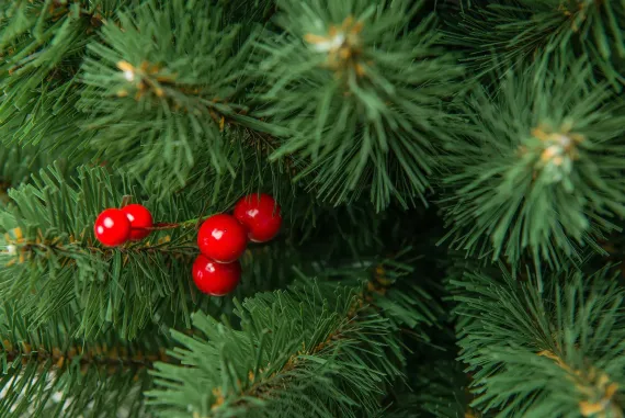 Искусственная елка Верона 90 см. с красными ягодками, мягкая хвоя ПВХ, ЕлкиТорг (67090)