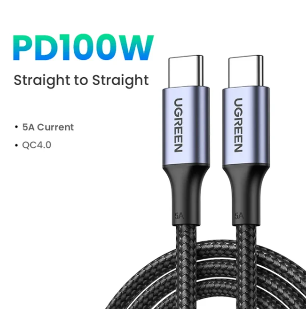 Кабель Ugreen USB Type-C - USB Type-C 100W 5A серый 2 м