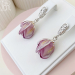 LEFIREL' Серьги серебряные женские "Делайла" с цветами из муранского стекла / ювелирные украшения из родированного серебра 925