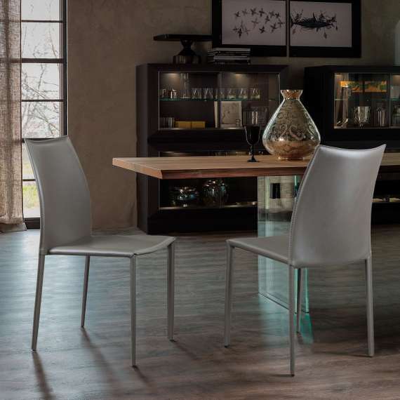 Стул Rolf серо-коричневая кожа