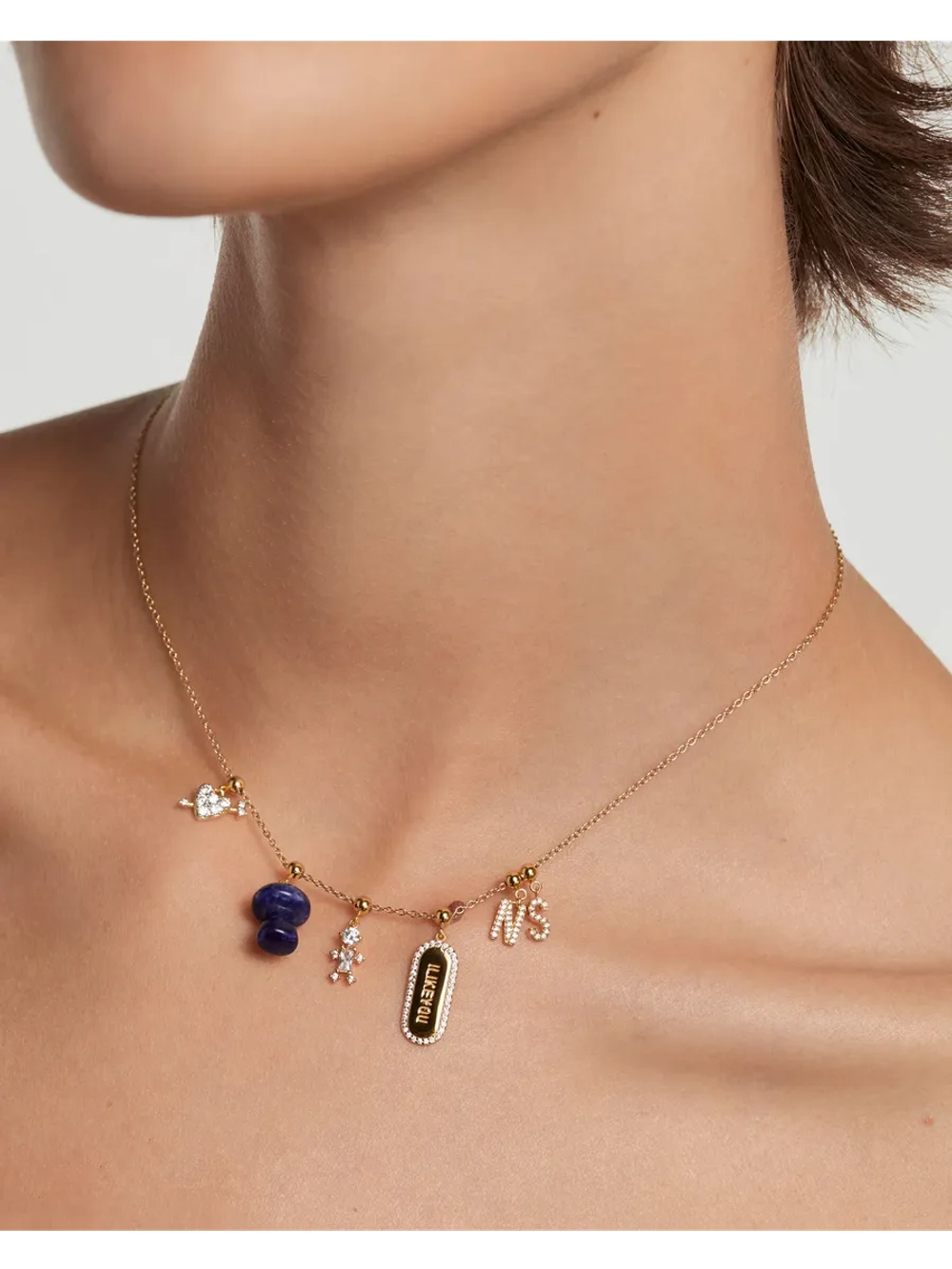 Подвеска-шарм Mushroom Sodalite серебро 925 пробы покрытое золотом