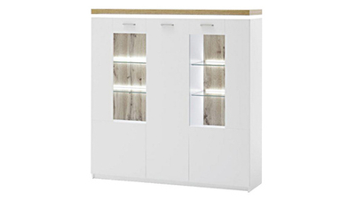 Комод Лия 3 Белый 101/ Дуб золотой крафт 003 138*38*143 см, белый 101/дуб золотой крафт 003   Фиеста