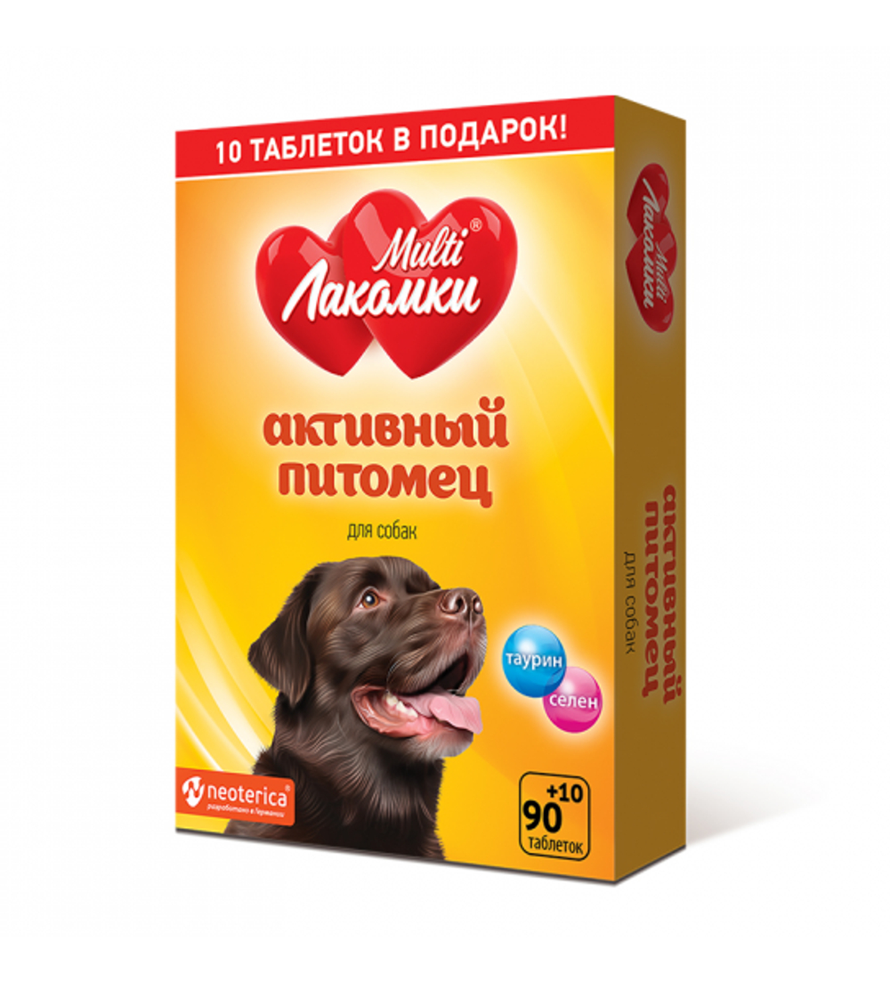 MULTIЛАКОМКИ Активный питомец Витаминизированное лакомство для собак (100 таблеток)