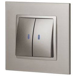 Выключатель ЭРА Elegance 14-1105-16 двойной с подсветкой, 10АХ-250В, титан
