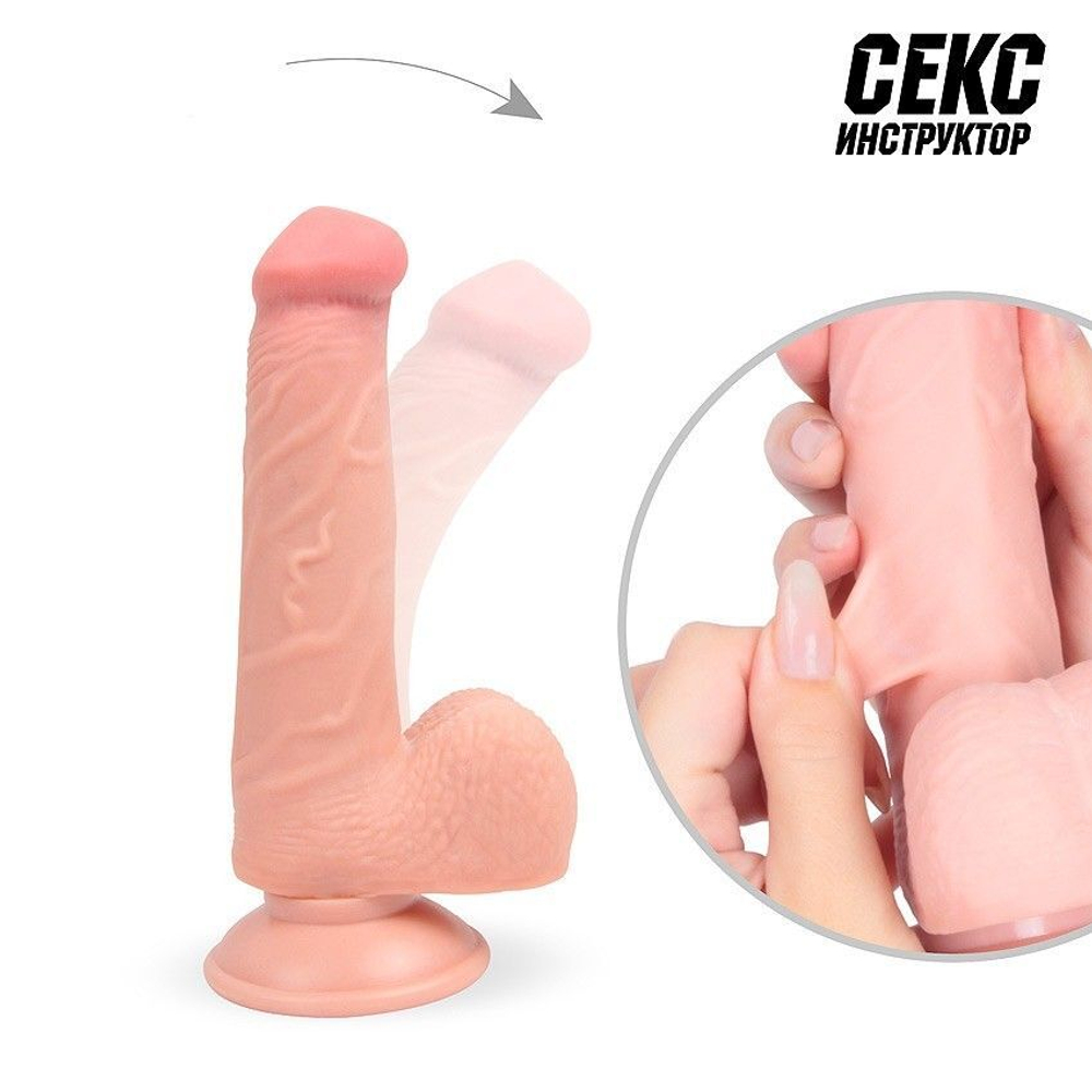 Bior toys СЕКС ИНСТРУКТОР 17,5 см – телесный фаллоимитатор на мощной присоске с гибким стержнем