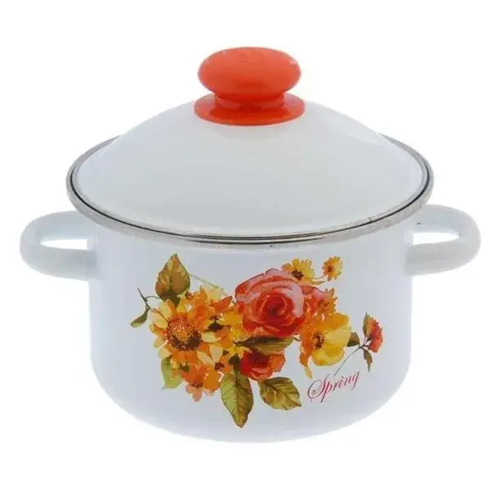 Кастрюля эмал 2,0л цил с рис мет/об Весна (Новокузнецкая эмаль)