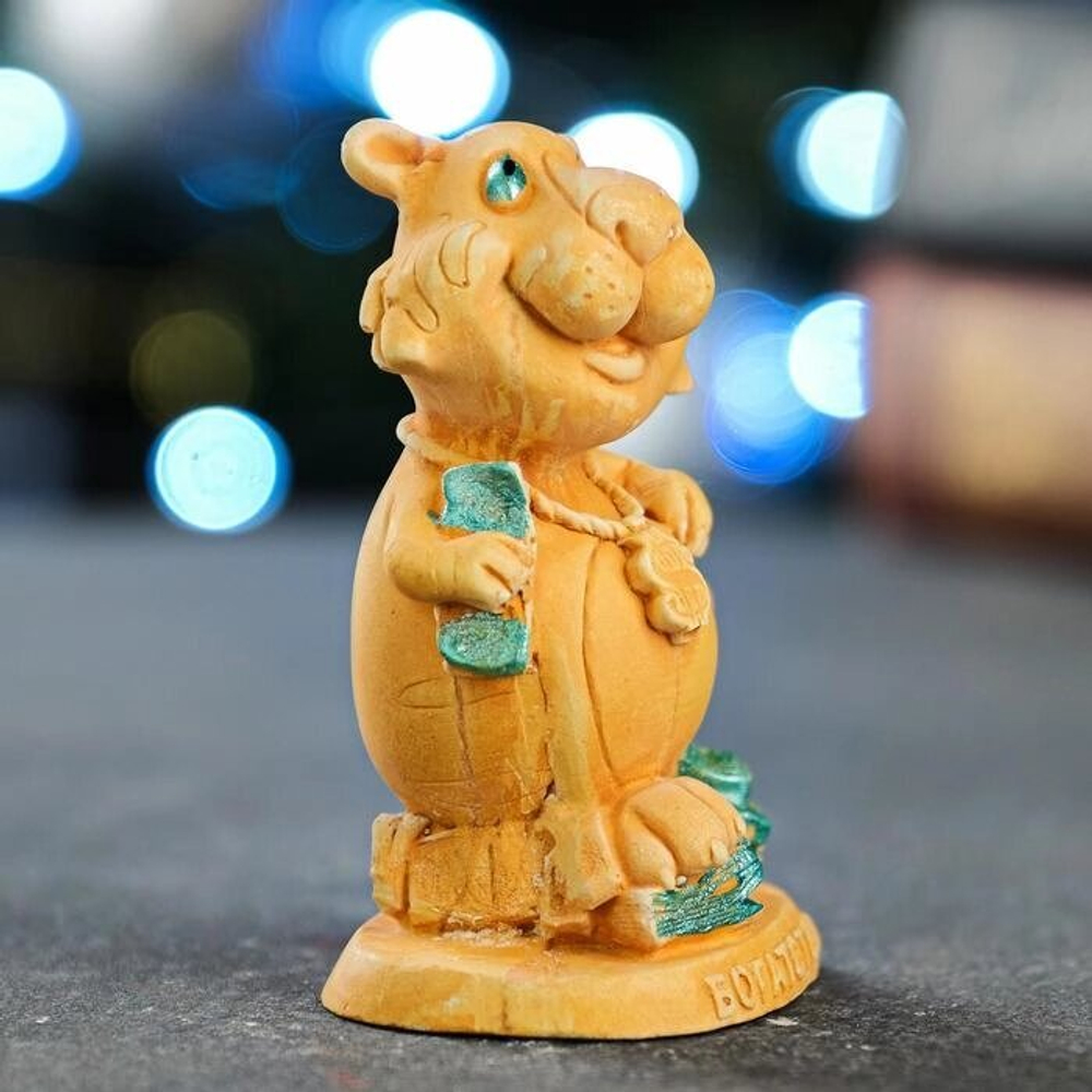 Статуэтка "Тигр желает богатства" охра, 8х5х5 см
