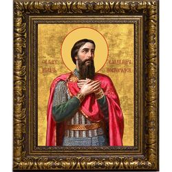 Владимир Новгородский Святой благоверный князь. Икона на холсте.