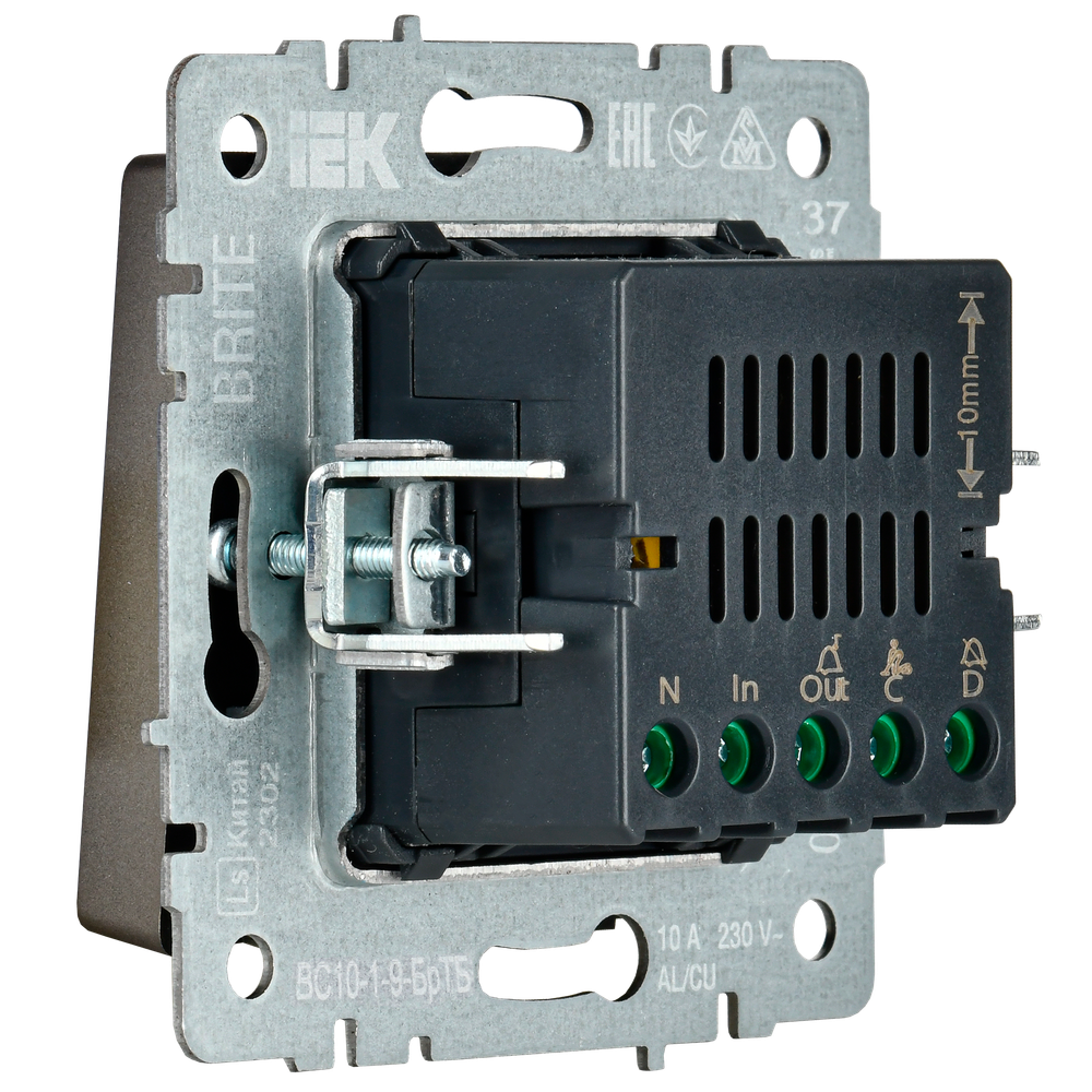 BRITE Кнопка звонка с индикацией для отелей 10А ВС10-1-9-БрТБ темная бронза IEK