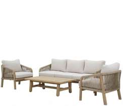 Комплект уличной мебели Ravona из массива акации, 3-местный диван, 2 кресла, столик