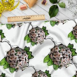 Ткань флис крупыне белые бутоны