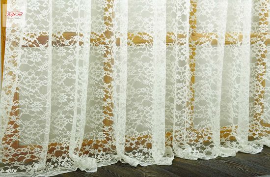 Тюль-Люси, гипюр жаккардовый (молочный)