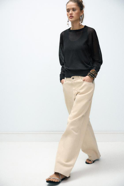 ZARA ДЖИНСЫ RELAXED FIT СО СРЕДНЕЙ ПОСАДКОЙ — LIMITED EDITION, ЭКРЮ