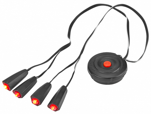 Фонарь габаритный на шлем JY-389 JING YI, 4 красный светодиода, 3 режима
