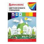 Цветная бумага А4, 16л. 8цв, Brauberg Сказочный город, мелованная, на скрепке