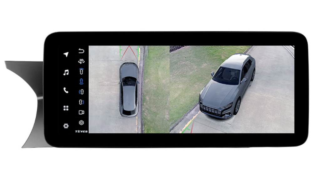 Магнитола для Mercedes-Benz C-класс W204 2011-2014 NTG 4.5/4.7 (рамка 9) - Teyes LUX ONE 360 монитор 12.3" 2K QLED на Android 10, 6Гб+128Гб, CarPlay, 4G SIM-слот, 4 камеры в комплекте