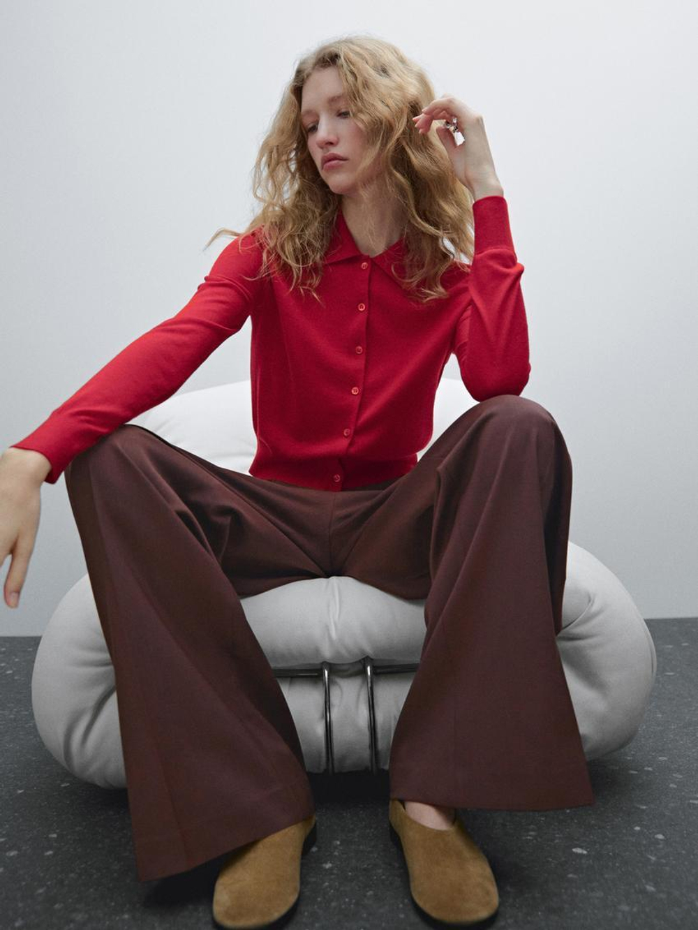 Massimo Dutti Кардиган из 100% шерсти, красный