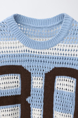 ZARA ДЖЕМПЕР В ПОЛОСКУ С ЦИФРОЙ, ПАСТЕЛЬНО-СИНИЙ