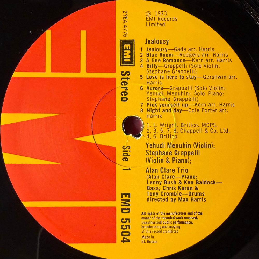 Yehudi Menuhin & Stephane Grappelli ‎– Jealousy (Англия 1973г.)