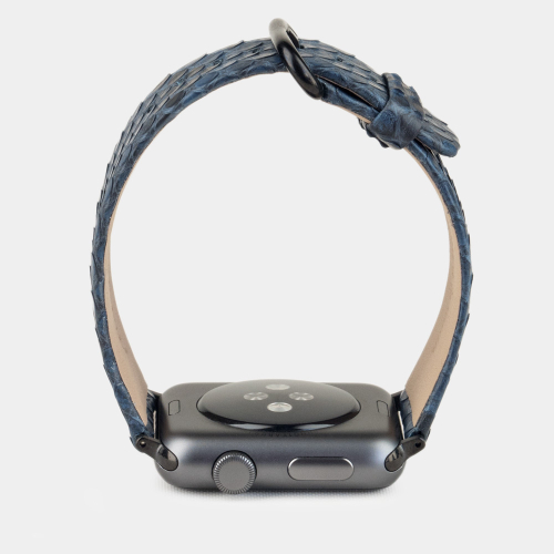 Ремешок для Apple Watch 44/45/46 mm из кожи питона, синего цвета