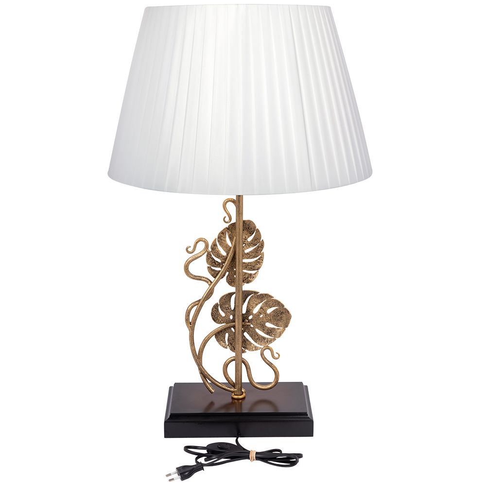 Настольная лампа Monstera Deliciosa (Монстера) Каштан Амбер с абажуром Шебби Белый