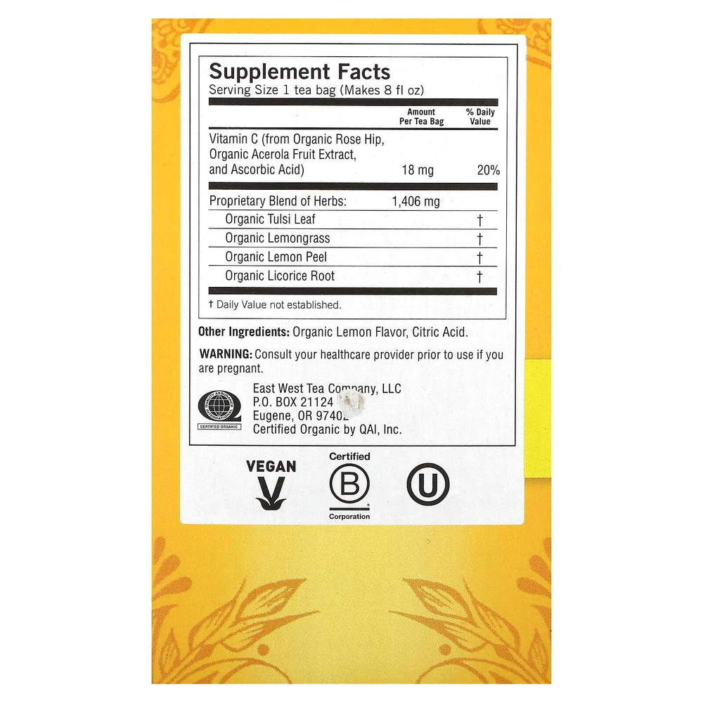 Yogi Tea, Everyday Immune, чай для поддержки иммунитета со вкусом сладкого лимона, без кофеина, 16 чайных пакетиков по 32 г (1,12 унции)