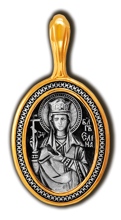 Святая Елена. Нательная икона из серебра 925* с позолотой.