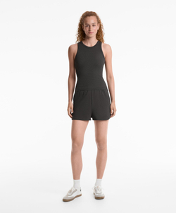 Oysho Топ без рукавов в рубчик, темно-свинцовый