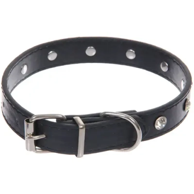Ошейник для собак и кошек со стразами «На стиле», цвет черный, 2см, размер M, 30*35см (лейбл)