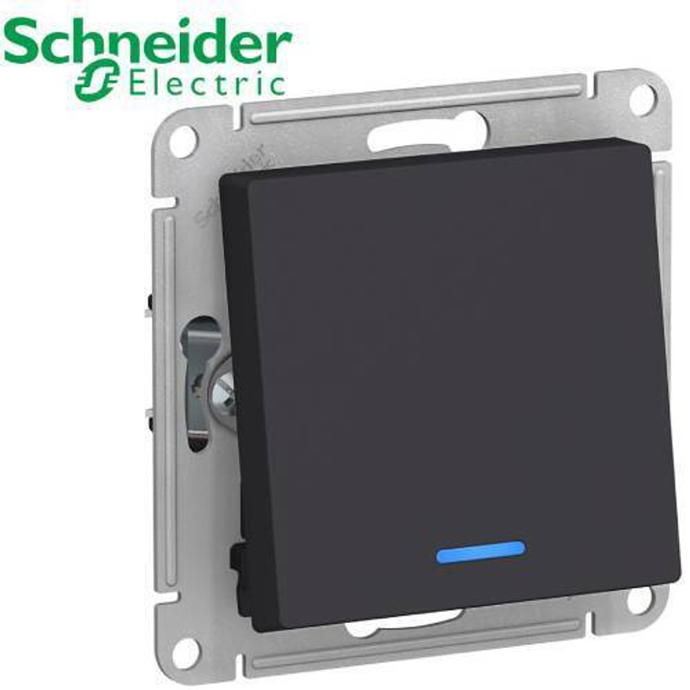Переключатель 1-кл с подсветкой (карбон) AtlasDesign Schneider ATN001063