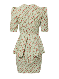 Платье мини с декольте и баской