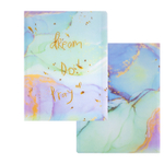 Папка с 30 вкладышами Alingar, А4, 310х235 мм, пластик, 400 мкм, мраморный дизайн с надписью "Dream", зеленый