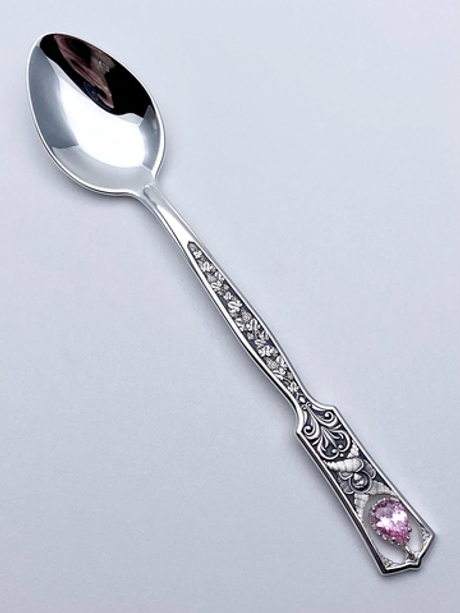 Ложка из серебра /Частичное чернение/С камнями/Серафим