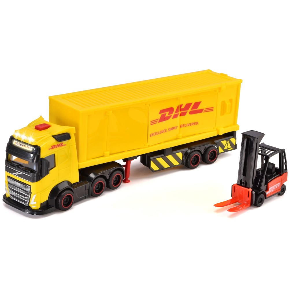Dickie City - Грузовик VOLVO с прицепом DHL 35 см + погрузчик 3747018
