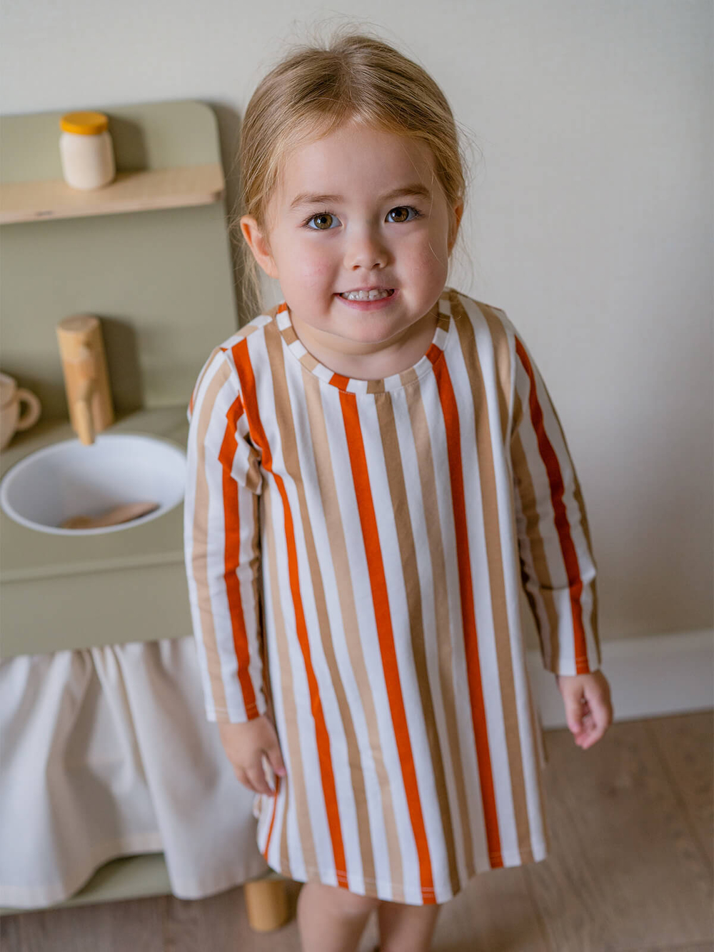 Платье трапеция Mjölk Полоска, с длинным рукавом, уценка