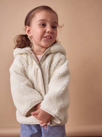Куртка флисовая с капюшоном на молнии для девочки Next 378-041, Кремовый