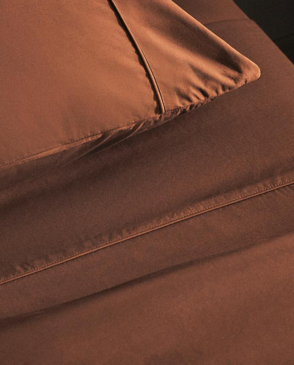 ZARA HOME (300 НИТЕЙ) ПРОСТЫНЯ ИЗ ХЛОПКА, ЧЕРЕПИЧНЫЙ