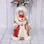 Снегурочка музыкальная 30 см в красно-золотой шубе