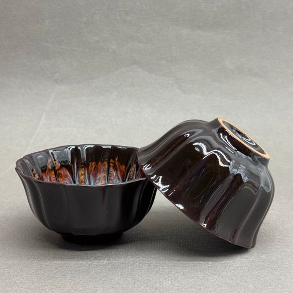 Чашка, керамика в стиле Цзинь Да Чжень, глазурь темная, 80мл