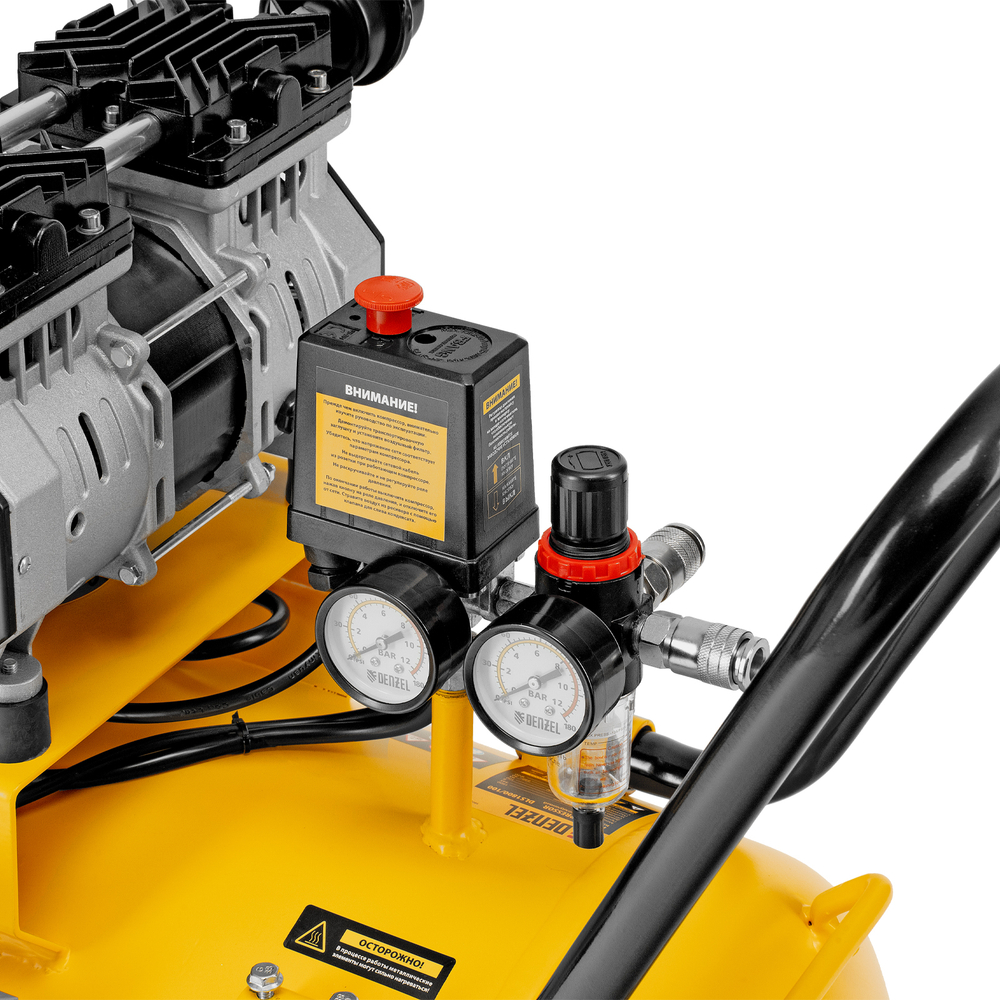 Компрессор безмасляный, малошумный DLS 1800/100,1800 Вт, 3x600, 100 л, 345 л/мин Denzel