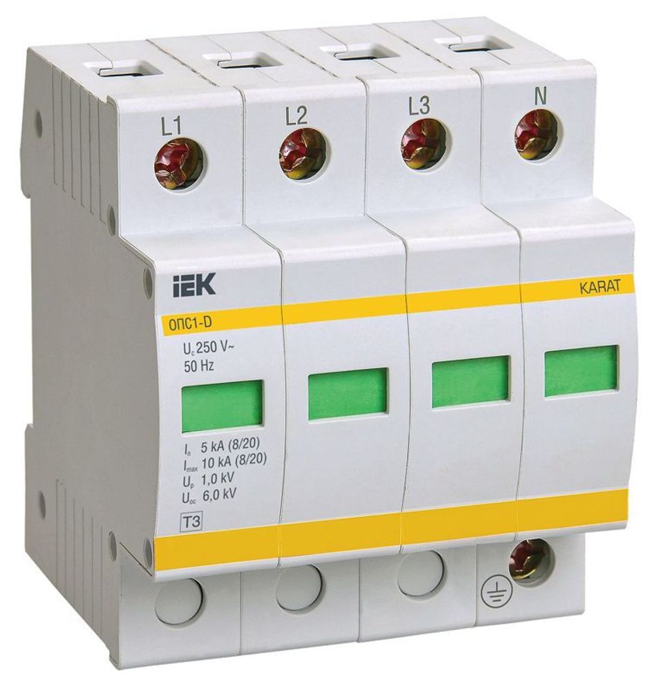 Ограничитель перенапряжения ОПС1-D 4P KARAT IEK MOP20-4-D
